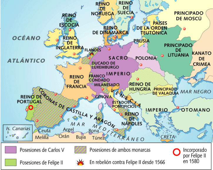 BlogdeAula2sociales MAPA DEL IMPERIO DE CARLOS V