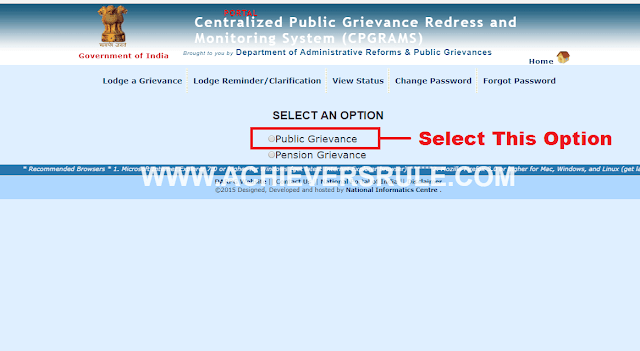 http://pgportal.gov.in/GrievanceNew.aspx http://pgportal.gov.in/GrievanceNew.aspx