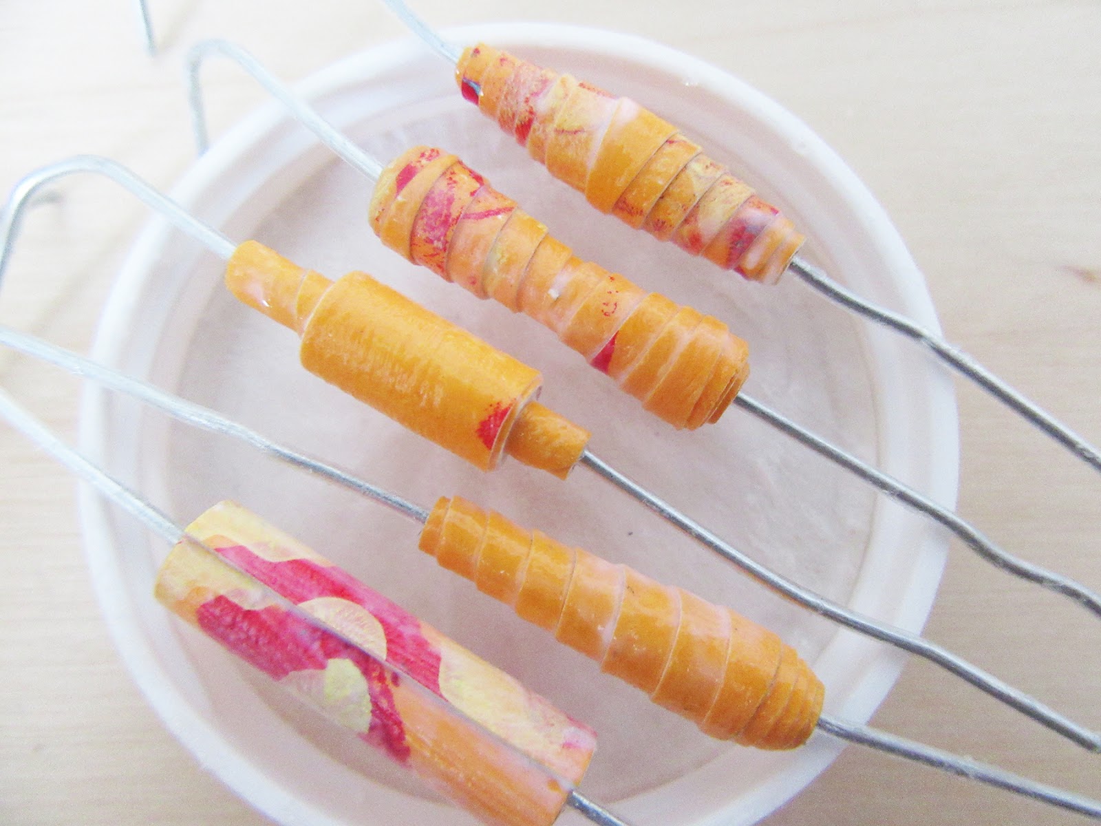 Printing with Gelli Arts® Wearable Art Paper Beads made from Gelli