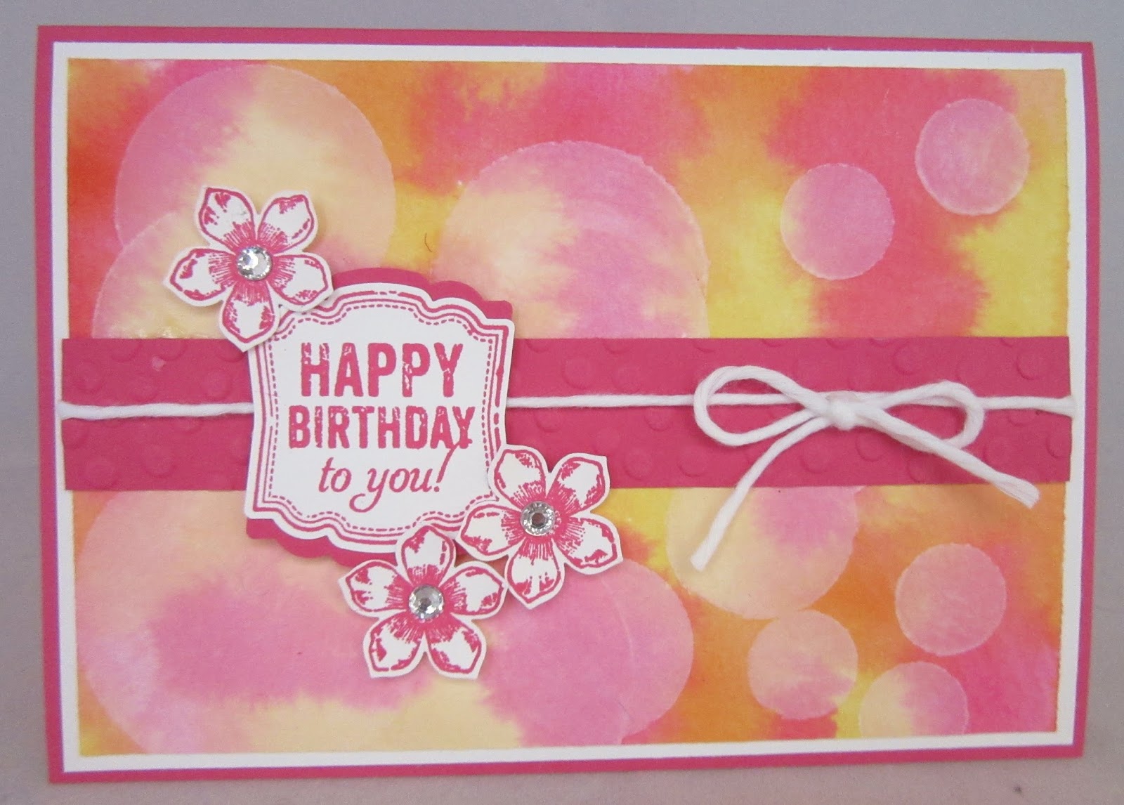 Pink, orange and yellow birthday card