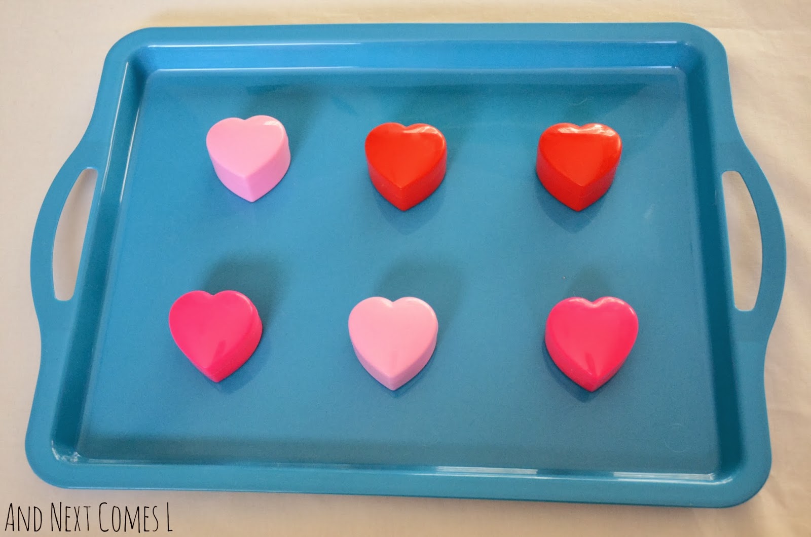 Montessori inspired sound matching hearts for Valentine's Day from And Next Comes L