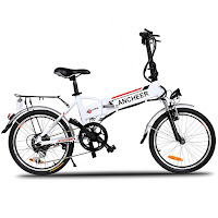 Ancheer Power Plus FOLDING Electric Mountain Bike, full electric mode with twist throttle or 3 pedal assist modes with Smart Meter, speeds up to 25 km/h, distance range between 25-50 km