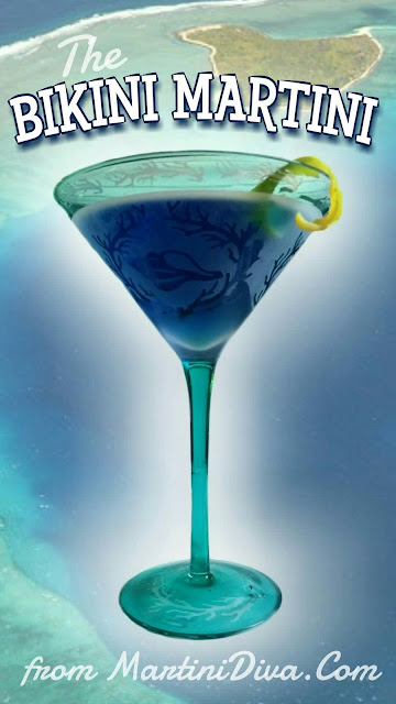 Gin & Peach Schnapps Blue Bikini Martini Cocktail Recipe