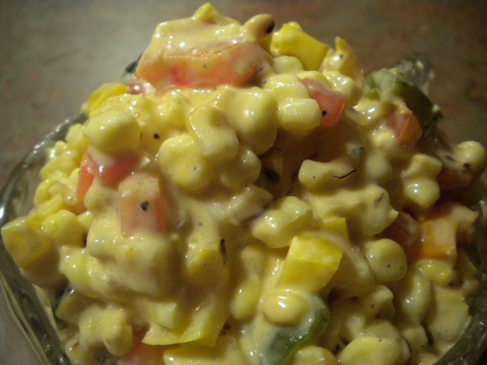 My Daughter's Sous Chef Cream Cheese Grilled Corn and Pepper Salad