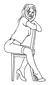 Blocos de Autocad | Download Grátis: Bloco CAD cadeira com mulher sentada  em vista download DWG