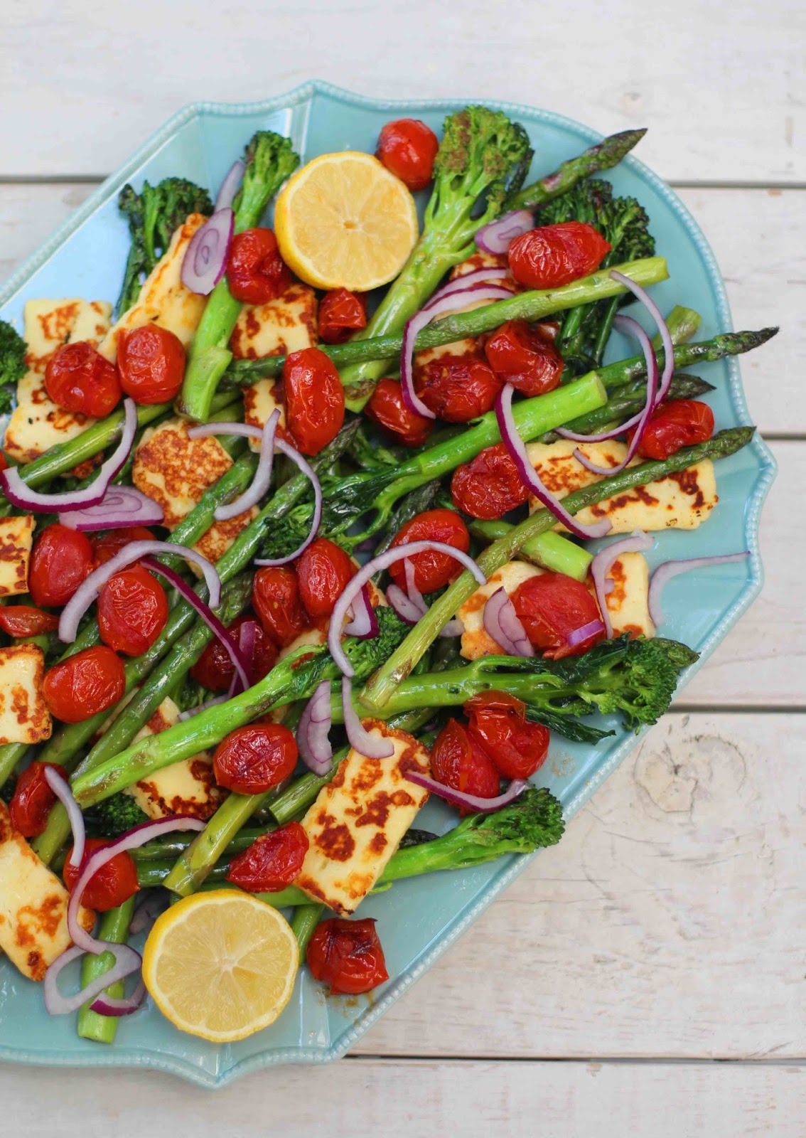 UndomestiKATEd Broccoli, Asparagus and Holloumi Salad