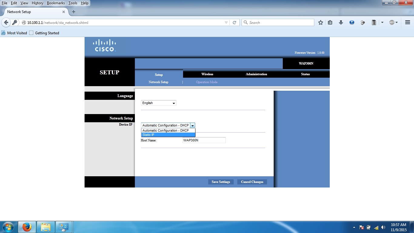 How To Change Default IP Address Linksys WAP300N