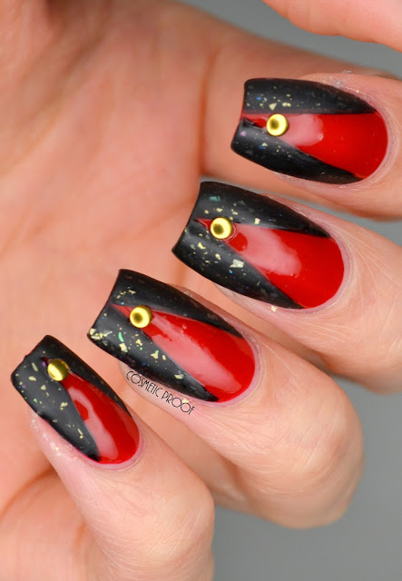 Red and Black Nail Art with Dior Nova