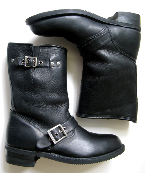 HARLEY DAVIDSON BLACK LEATHER MOTOCYCLE BOOTS WOMENS SIZE 8