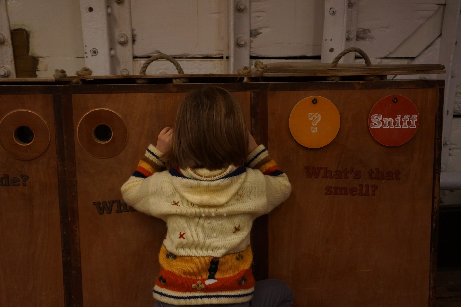 child and boxes
