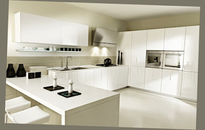 Amazing Kitchen Interior Design White Color for All Cabinet and Wall Clean Fantastic Picture 006