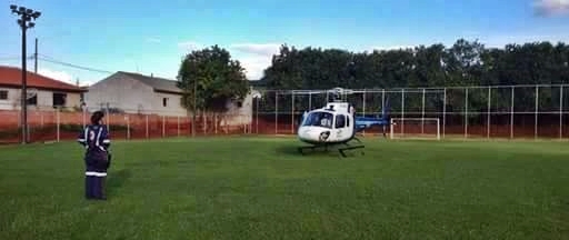 Nova Cantu: Paciente com princípio de infarto foi removida pelo helicóptero do SAMU