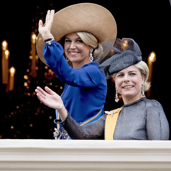 King Willem - Alexander, Queen Maxima, Princess Laurentien and Prince Constantijn Prince's Day 2016 (Prinsjesdag). wore dress, jewelry