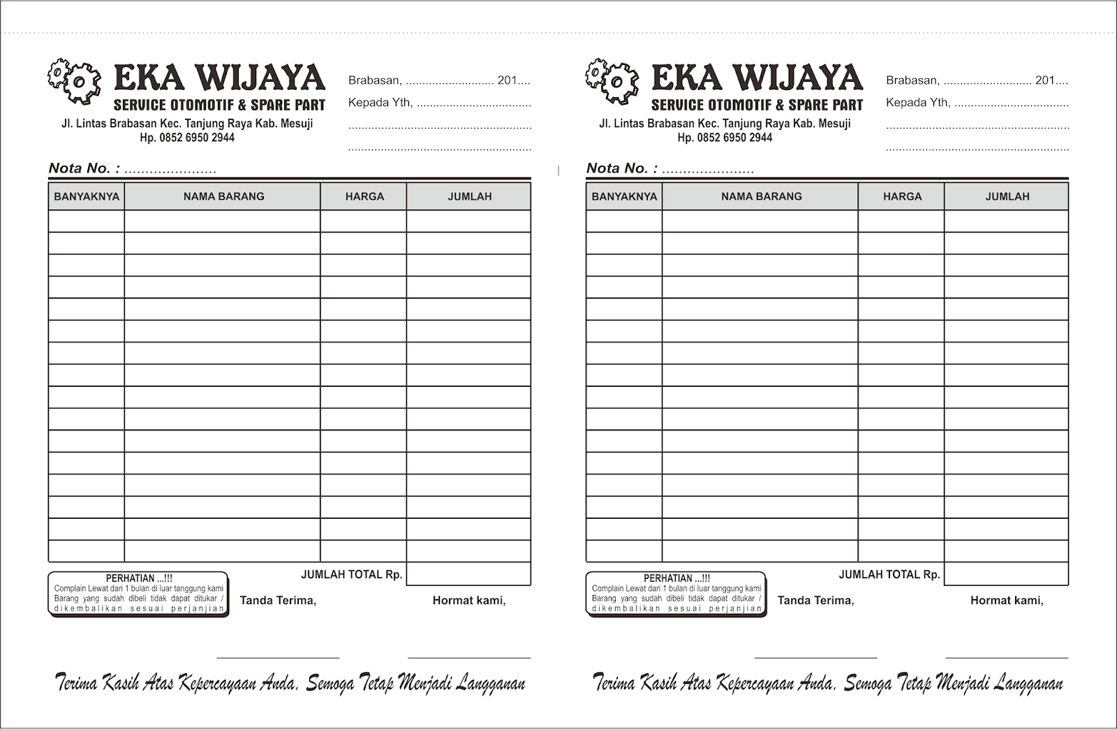  Download  Desain  NOTA Lengkap Format CorelDRAW CDR  Desain  