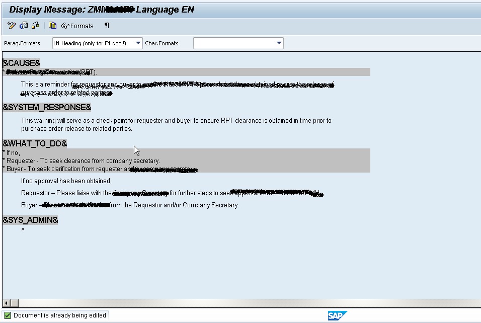SAP ABAP Tips and Tricks Edit Message Document