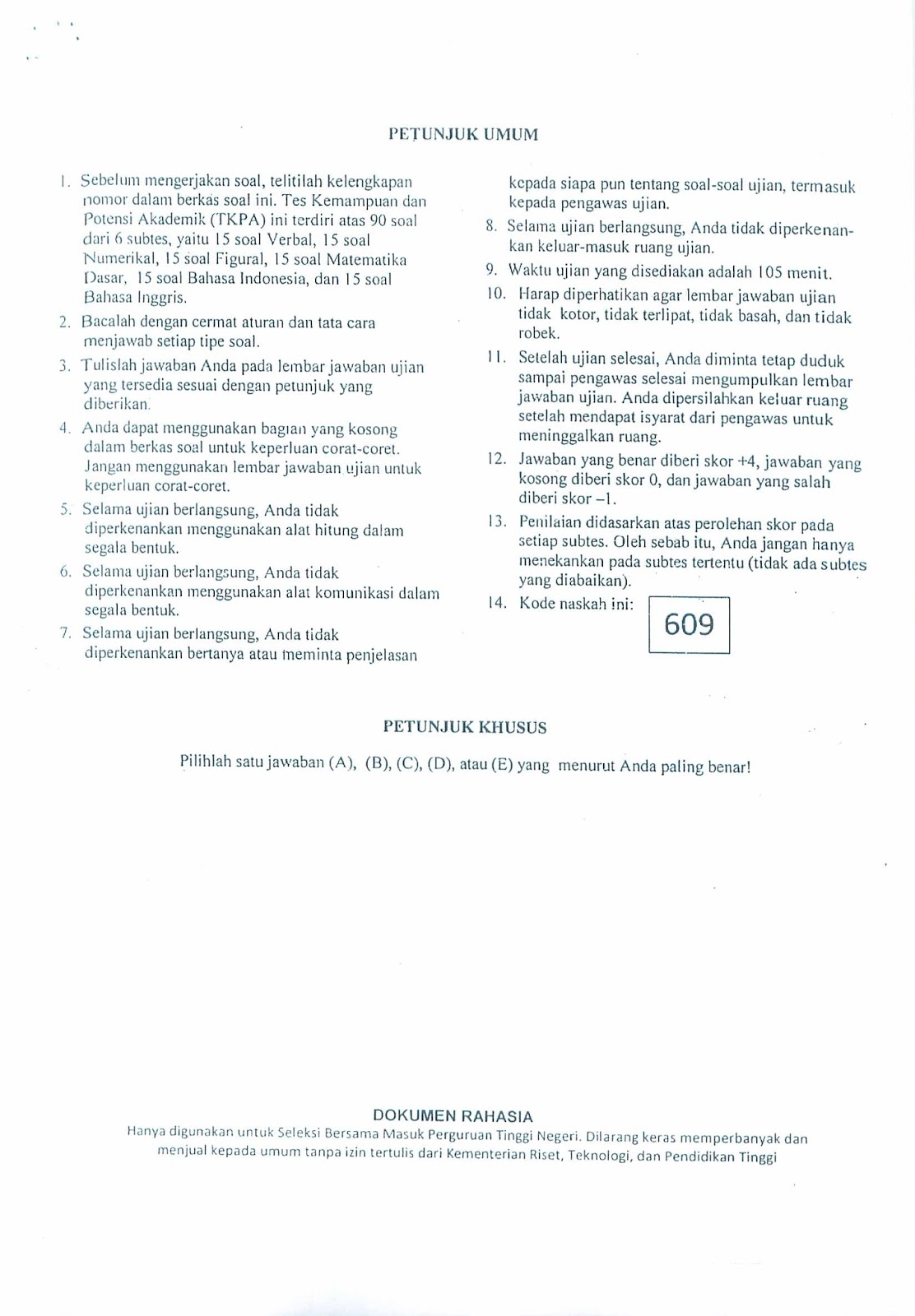 Petunjuk Umum Mengerjakan Soal Pilihan Ganda Belajar Petunjuk Umum Mengerjakan Soal Pilihan Ganda Belajar