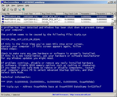 BlueScreenView 1.55 - Διαβάστε την μπλε οθόνη