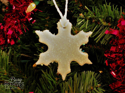 snowflake ornament on tree