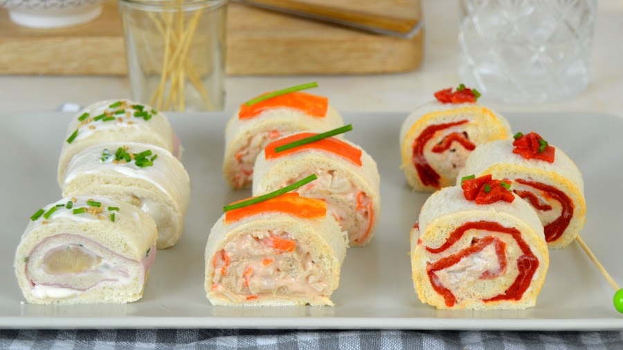 Rollitos de canapés con pan de molde ¡3 ideas de aperitivo rápidas y fáciles!