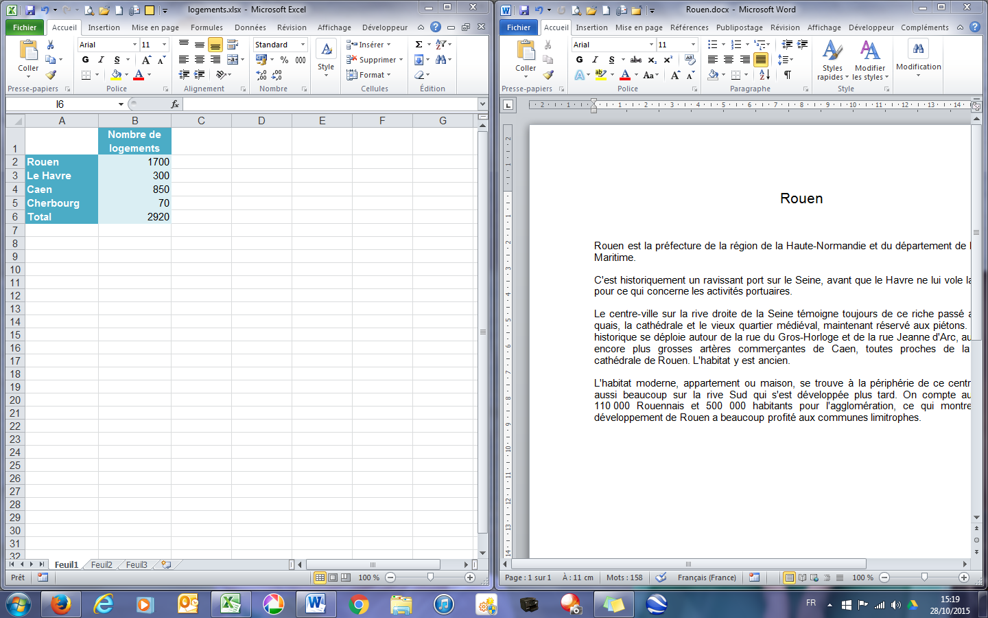 sb astuces Comment afficher Word et Excel côte à côte dans Windows 7