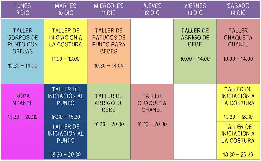 Clases y cursos de costura Madrid. Clases y cursos de tejer punto con dos agujas. Blog de costura.
