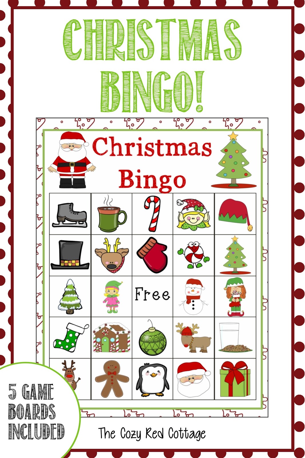 The Cozy Red Cottage Christmas Bingo Free Printable Game The Cozy Red Cottage Christmas Bingo Free Printable Game