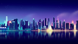 neon skyline cityscape 4k landscape