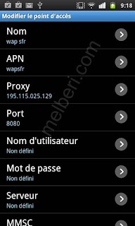 Configuration APN SFR Android HTC