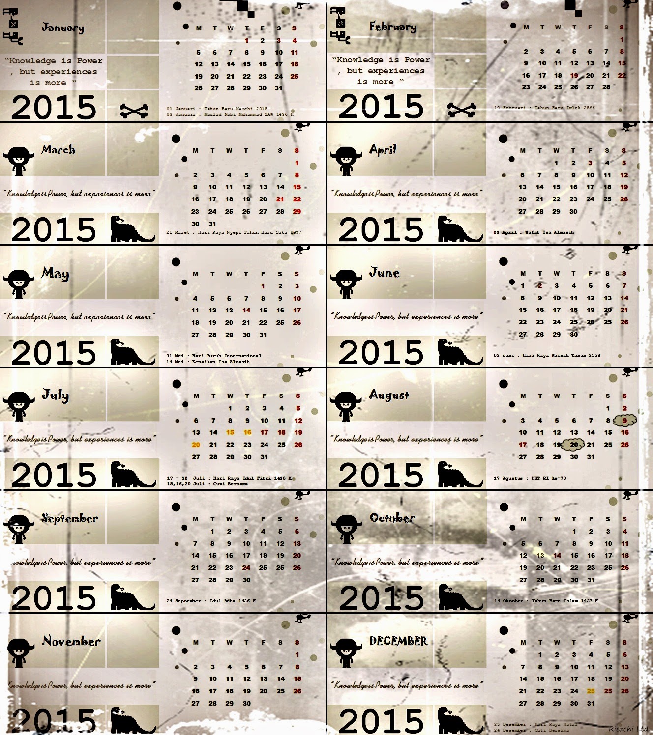 Absolute Black II: Kalender 2015 Indonesia, Dengan tanggal merah..