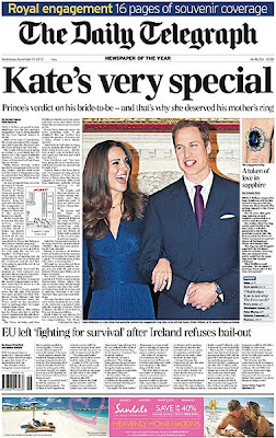 Daily Telegraph front page, November 2010
