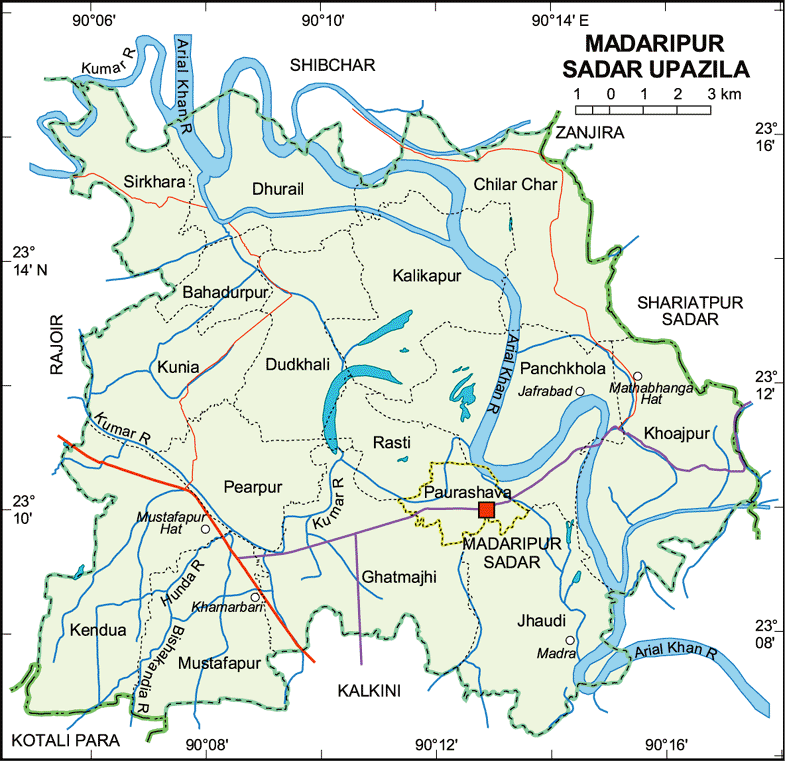 Madaripur Sadar Upazila Map Madaripur District Bangladesh