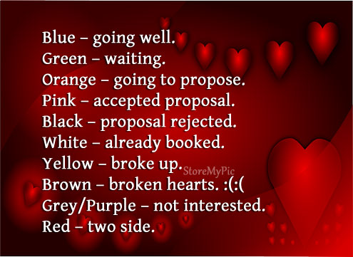 Valentine’s Day Dress Code Meaning Feb 14th Dress Colours – Red Blue Green Orange Pink Black White Yellow Gray Brown