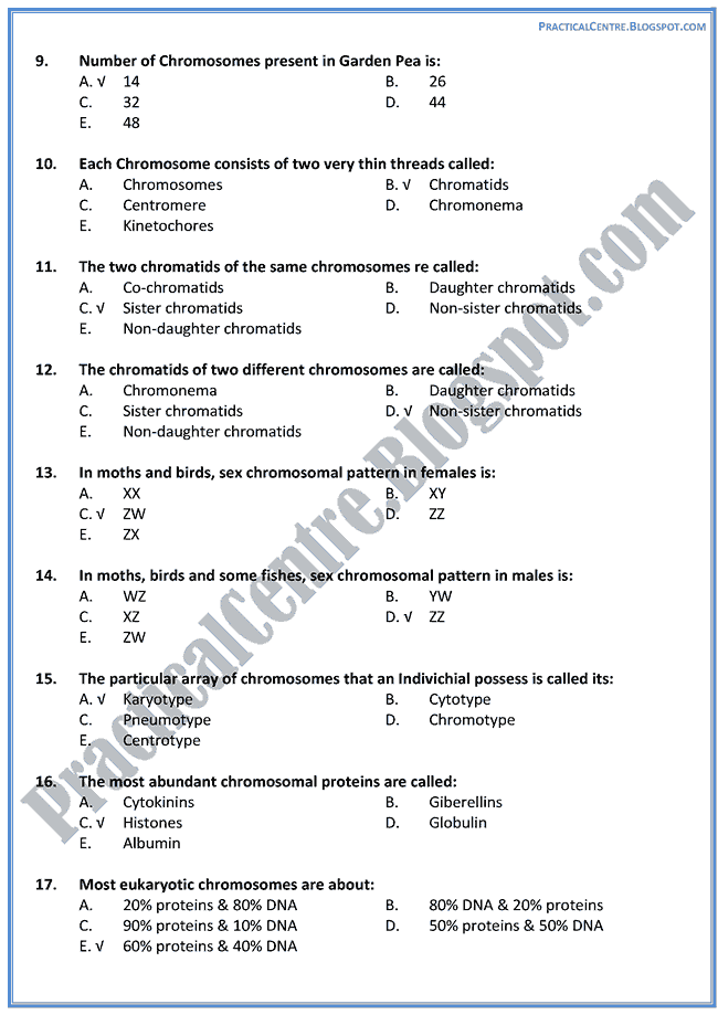 Multiple Choice Questions On Chromosomes Pdf