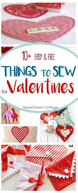 Here's a collection of 10+ adorable and easy Valentines sewing projects  with links to free patterns and beginner sewing tutorials you just won't be able to resist. Sew up a few quick and easy Valentines gifts for your loved ones!