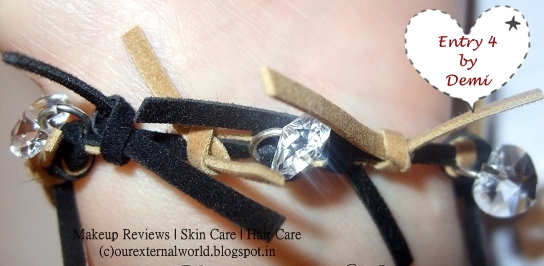 Knotted Leather Straps With Swarovski Crystals Hung Using Metal Rings Knotted Leather Straps With Swarovski Crystals Hung Using Metal Rings