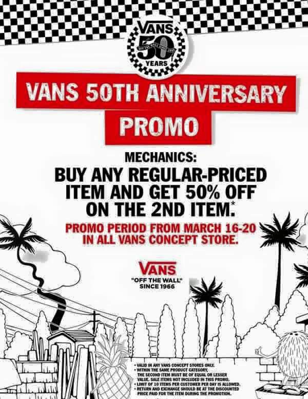 buy one get 50 off vans