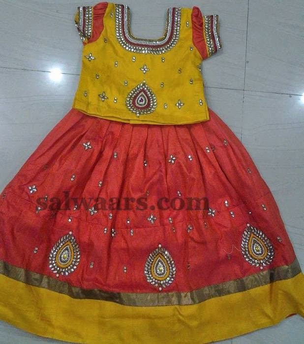 Pearl Work Raw Silk Skirt - Indian Dresses