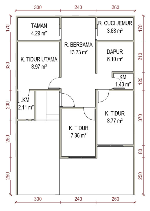 Gambar Contoh Denah  Rumah  Minimalis Type 60 Minimalis 