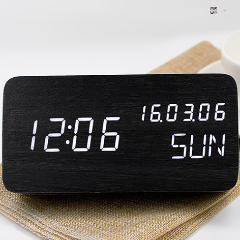 Đồng hồ led gỗ hình chữ nhật quà tặng cao cấp - Hiển thị Ngày - Tháng - Năm