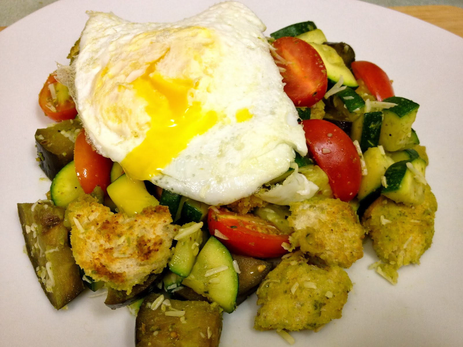 The Lifestyle Notebook Pesto & Parmesan Vegetable Hash with Fried Egg