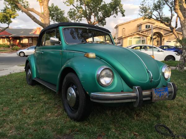 1972 VW Green Super Beetle Convertible