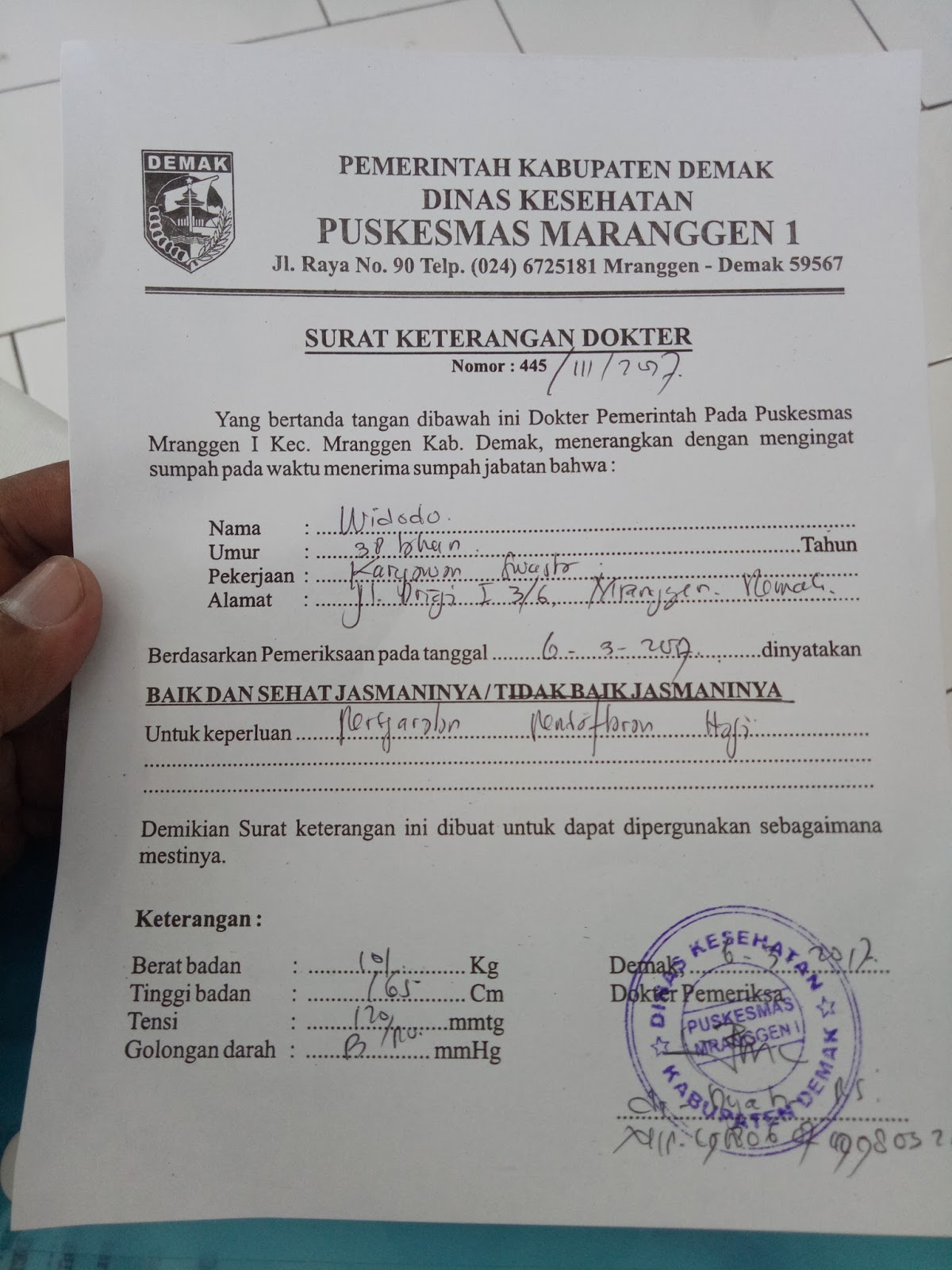 Contoh Surat Contoh Surat Keterangan Sehat Dari Puskesmas