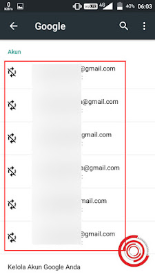 3. Terakhir nantinya akan muncul semua alamat email Gmail yang terdaftar pada akun Google yang login di perangkat kalian tadi