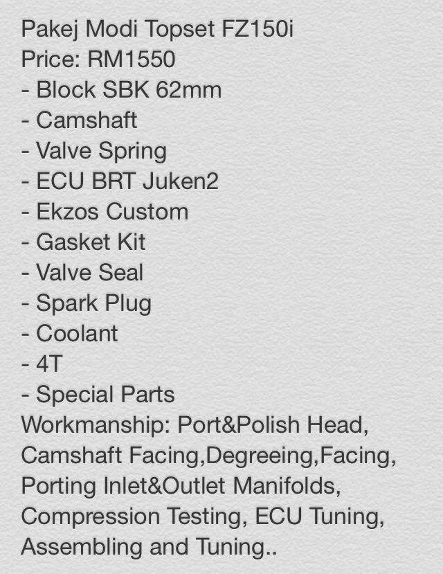 Pakej Modify di Palex Motorparts PALEX MOTOR PARTS ONLINE STORE