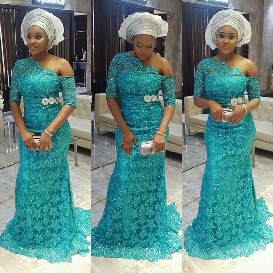 Pepperdem Aso Ebi Styles for Smart Ladies; Lace Off Shoulder Styles ...