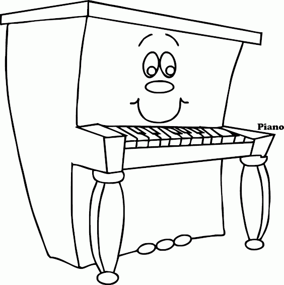 Mewarnai Gambar Alat Musik Piano Versi Kartun Contoh Anak Paud