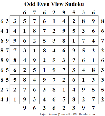 Odd Even View Sudoku (Daily Sudoku League #116) Solution