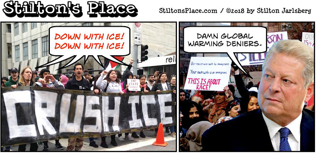stiltonâs place, stilton, political, humor, conservative, cartoons, jokes, hope nâ change, ice, protests, immigration, al gore, border, trump, obama, homeland security