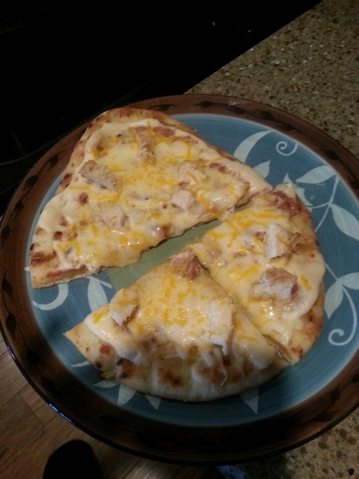 Someone's in the Kitchen Naan Chicken Alfredo Pizza