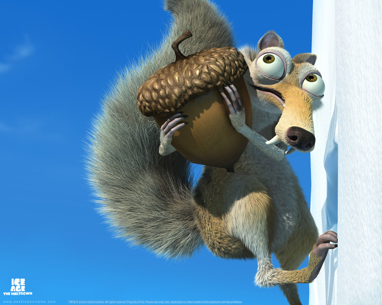 Scrat carrying his acorn in Ice Age: The Meltdown animatedfilmreviews.filminspector.com